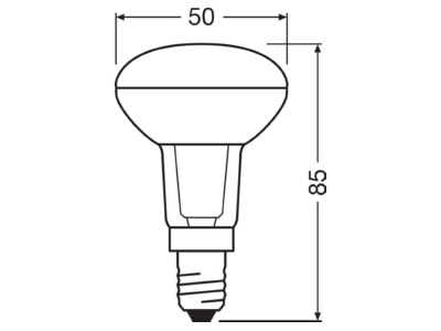 Dimensional drawing Ledvance LEDR5025361 5W827E14 LED lamp Multi LED 220V E14