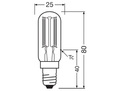 Ma�zeichnung Ledvance LEDT26404 2W827E14P LED Lampe E14 827
