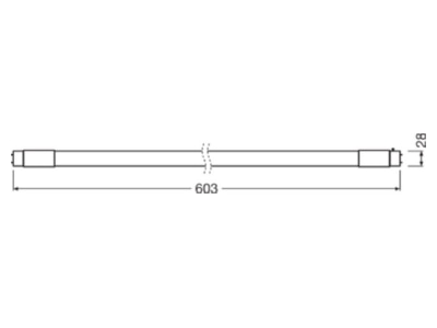 Dimensional drawing Ledvance TUBET8EMC P 7 5W840 LED lamp Multi LED 220V G13 white