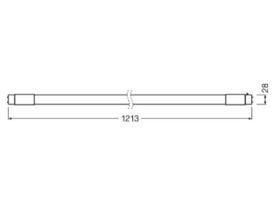 Dimensional drawing Ledvance TUBET8EMCONP 16W865 LED lamp Multi LED 220V G13 white