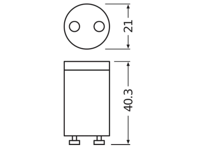 Dimensional drawing Ledvance TUBET8EMSTART FS2 Starter