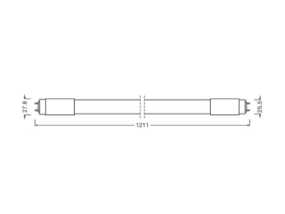 Ma�zeichnung Ledvance TUBET8HFP120014W830 LED Tube T8 f  EVG 830  1200mm