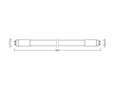 Ma�zeichnung Ledvance TUBET8UNP6007 5W865 LED Tube T8 universal 865  600mm