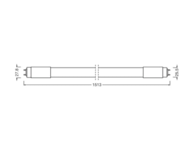 Ma�zeichnung Ledvance TUBET8UNUOP150023840 LED Tube T8 universal 840  1500mm