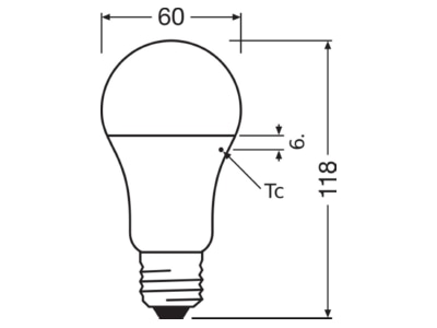 Ma�zeichnung Ledvance CLAS A 13W840FR E27 LED Lampe E27 840