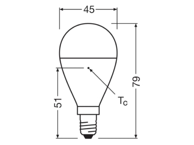 Ma�zeichnung Ledvance CLAS P 7 5W827FR E14 LED Tropfenlampe E14 827