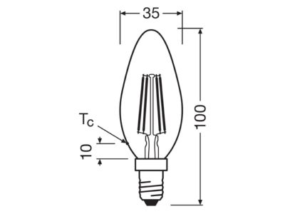 Ma�zeichnung Ledvance CLASB40V4W827F CLE14 LED Kerzenlampe E14 827
