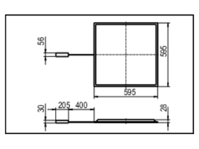 Ma�zeichnung Ridi Leuchten FPL4 EQ0595  0833022 LED Panel M600 3000K 4000K  DALI FPL4 EQ0595 0833022