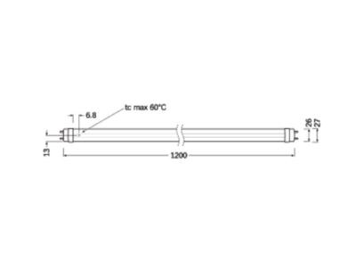 Ma�zeichnung Ledvance LED T  4099854015281 LED T8 Tube fuer ext  Treiber 830  1200mm