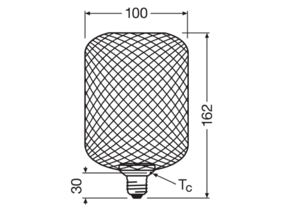 Dimensional drawing Ledvance DLFL Q100GO3 5W827F LED decorative lamp E27  827  gold