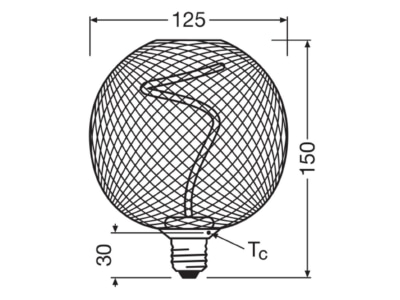 Dimensional drawing Ledvance DLH F GB12514BLD3 5W LED decorative lamp E27  818  dimmable