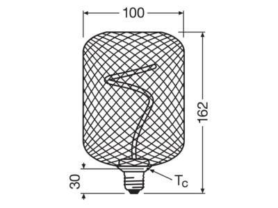 Dimensional drawing Ledvance DLH F SQ10018GDD3 5W LED decorative lamp E27  818  dimmable