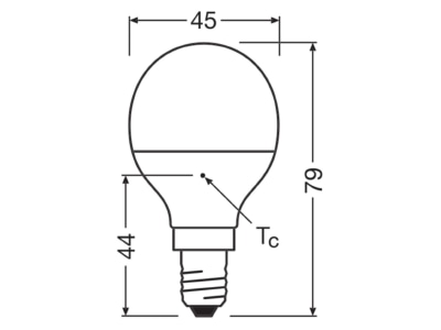 Dimensional drawing Ledvance LCP40PCR4 9W827FRE14 LED drop lamp E14 827  frosted