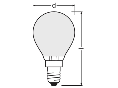 Dimensional drawing Ledvance LCP60FilEEAS3 8827FR LED drop lamp E14 827  frosted