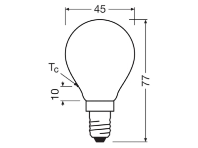 Dimensional drawing Ledvance LEDCl  4099854253409 LED drop lamp E14 827  dim  frosted