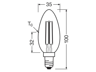 Mazeichnung Ledvance LEDCl  4099854255304 LED Kerzenlampe E14 827  klar