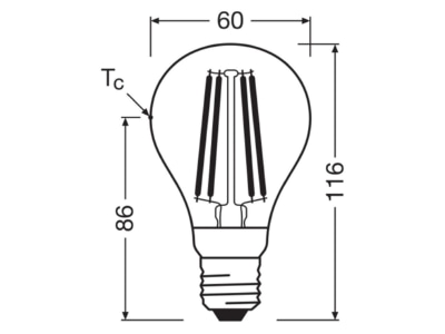 Mazeichnung Ledvance LEDClaA60F MD7 3827C LED Lampe E27 827  klar  Sensor