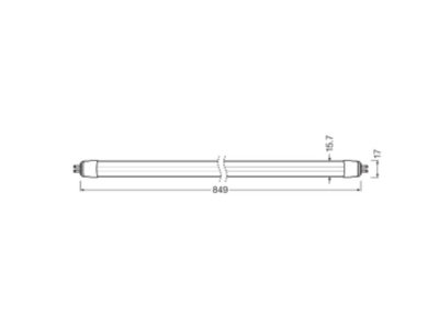 Ma�zeichnung Ledvance LT T5EHO39P84917830 LED Tube T5 fuer ext Treiber 830  849mm
