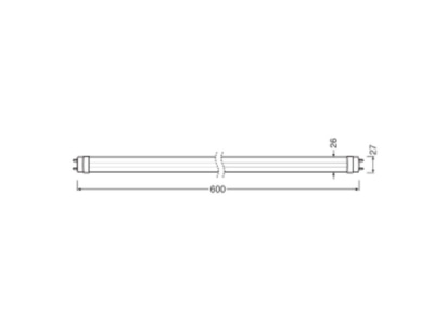Ma�zeichnung Ledvance LT T8EXTP6007 3W840 LED Tube T8 fuer ext Treiber 840  600mm