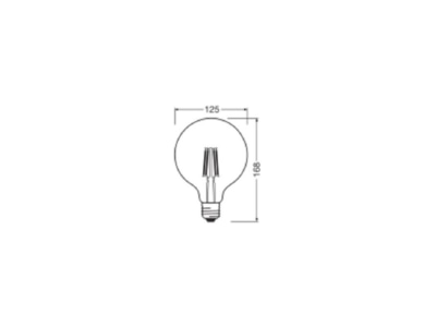 Ma�zeichnung Ledvance L Cl GL12540FP3 4827 LED Globelampe G125 E27 827