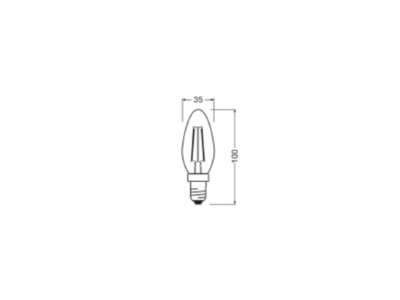 Ma�zeichnung Ledvance LEDCl B25FP1 8W827CL LED Kerzenlampe E14 827  klar