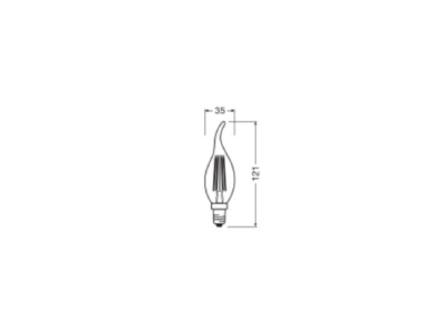 Ma�zeichnung Ledvance LEDCl BA40FP3 4W827C LED Kerzenlampe E14 827  klar
