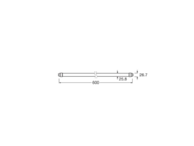 Ma�zeichnung Ledvance LEDTUBET8EMS6 3W830 LED Tube T8 fuer KVG VVG 830  600mm