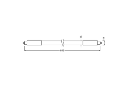 Ma�zeichnung Ledvance TUBET5ACHE21P11W830 LED Tube T5 fuer Netzspannung 830  849mm
