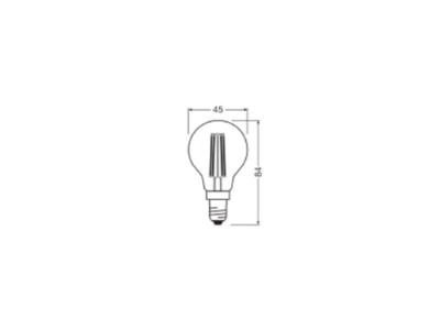Ma�zeichnung Ledvance LED Cl  P40 F D  EF LED Tropfenlampe E14 827  klar  dimmbar