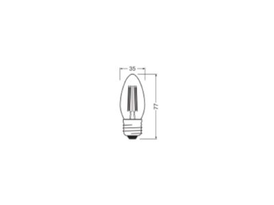 Ma�zeichnung Ledvance LEDCl B40FP3 4W827C LED Kerzenlampe E27 827  klar