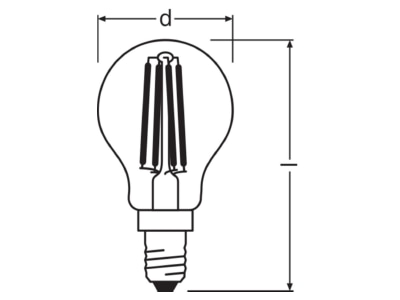 Ma�zeichnung Ledvance LEDCl P40FV4W827C LED Tropfenlampe E14 827  klar