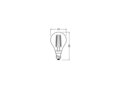 Ma�zeichnung Ledvance LEDCl P40FDP3 4827C LED Tropfenlampe E14 827  klar  dimmbar