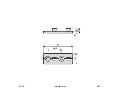Dimensional drawing EVN AP CLIP Mounting kit for luminaires