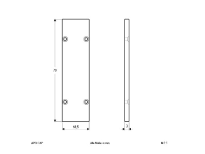 Dimensional drawing EVN AP SL EAP End cap for luminaires
