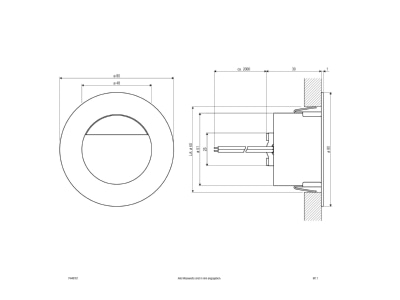 Ma�zeichnung EVN P440101 P LED Wandeinbauleuchte 1 2W 350mA 6000K