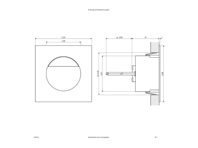 Mazeichnung EVN P444102 P LED Wandeinbauleuchte 1 2W 350mA 3000K