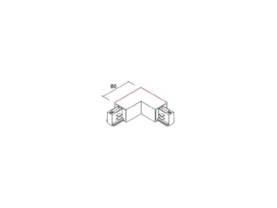 Dimensional drawing Brumberg 88127070 Coupler connector L shape for luminaires