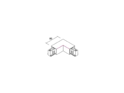 Dimensional drawing Brumberg 88126080 Coupler connector L shape for luminaires