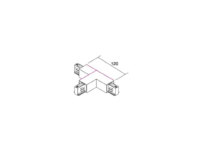 Dimensional drawing Brumberg 88129680 Coupler connector T shape for luminaires