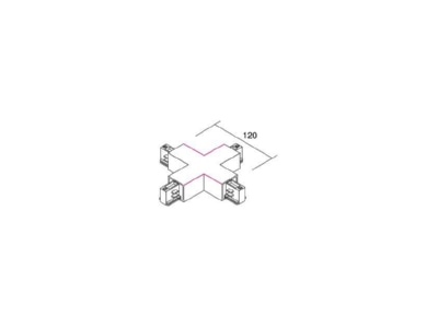 Dimensional drawing Brumberg 88130080 Coupler connector X shape for luminaires