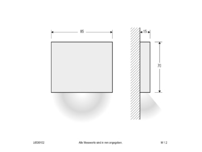 Ma�zeichnung EVN L6530102 ws LED Wandanbauleuchte 3000K 24VDC IP65