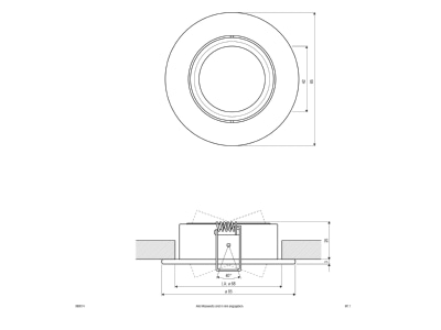 Mazeichnung EVN 568014 NV Deckeneinbauleuchte IP20 GX5 3