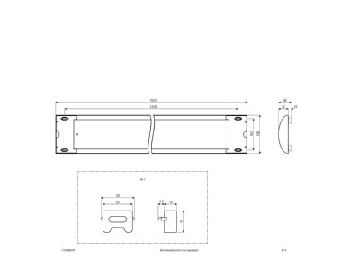 Mazeichnung EVN L15004802W LED Deckenanbauleuchte 1500mm  3000K 4400lm