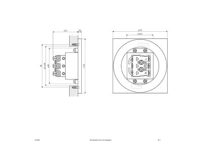 Mazeichnung EVN LQ41802 LED Wandeinbauleuchte IP44 230V 55lm