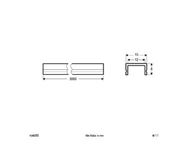 Dimensional drawing EVN KAM300 Cover for luminaires