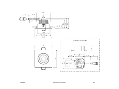 Dimensional drawing EVN PC654N61502 Ceiling  wall luminaire

