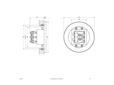 Ma�zeichnung EVN LR01802A LED Wandeinbauleuchte 230V 3000K IP44 ws