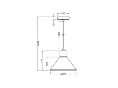Dimensional drawing Ledvance D Pl Wood Pend 220 Pendant luminaire