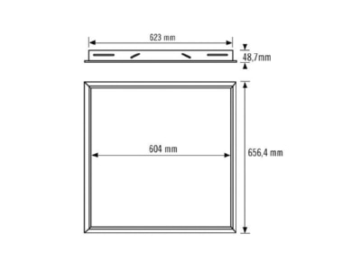 Dimensional drawing ESYLUX MOUNTINGFRAME625FMWH Installation frame for luminaires PNL 625 UMF FM WH