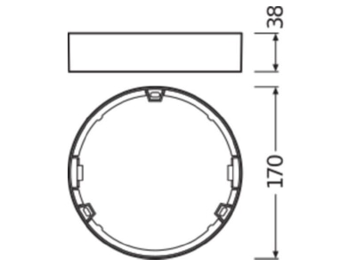 Dimensional drawing LEDVANCE DL SLIMFRAME DN155WT Installation frame for luminaires